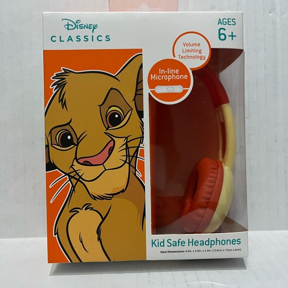 Lion King Safe Headphones Volume Limiting Age 6+ Volume Limiting Wired W/micr - Picture 1 of 4
